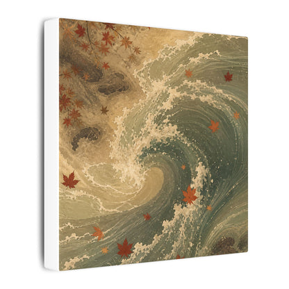 Japandi Ocean Wave in Candlelight | Japanese Pattern Canvas Art