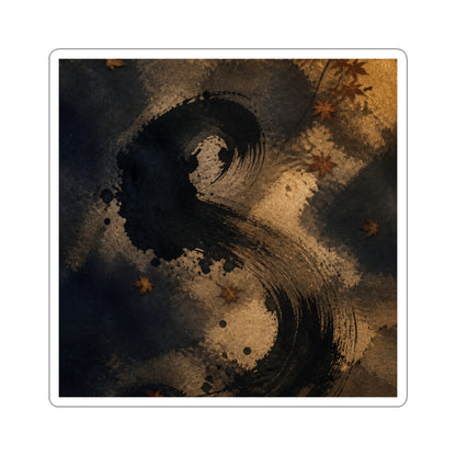Ink Brushstroke Autumn Sticker | Dark Japandi Luxurious Design