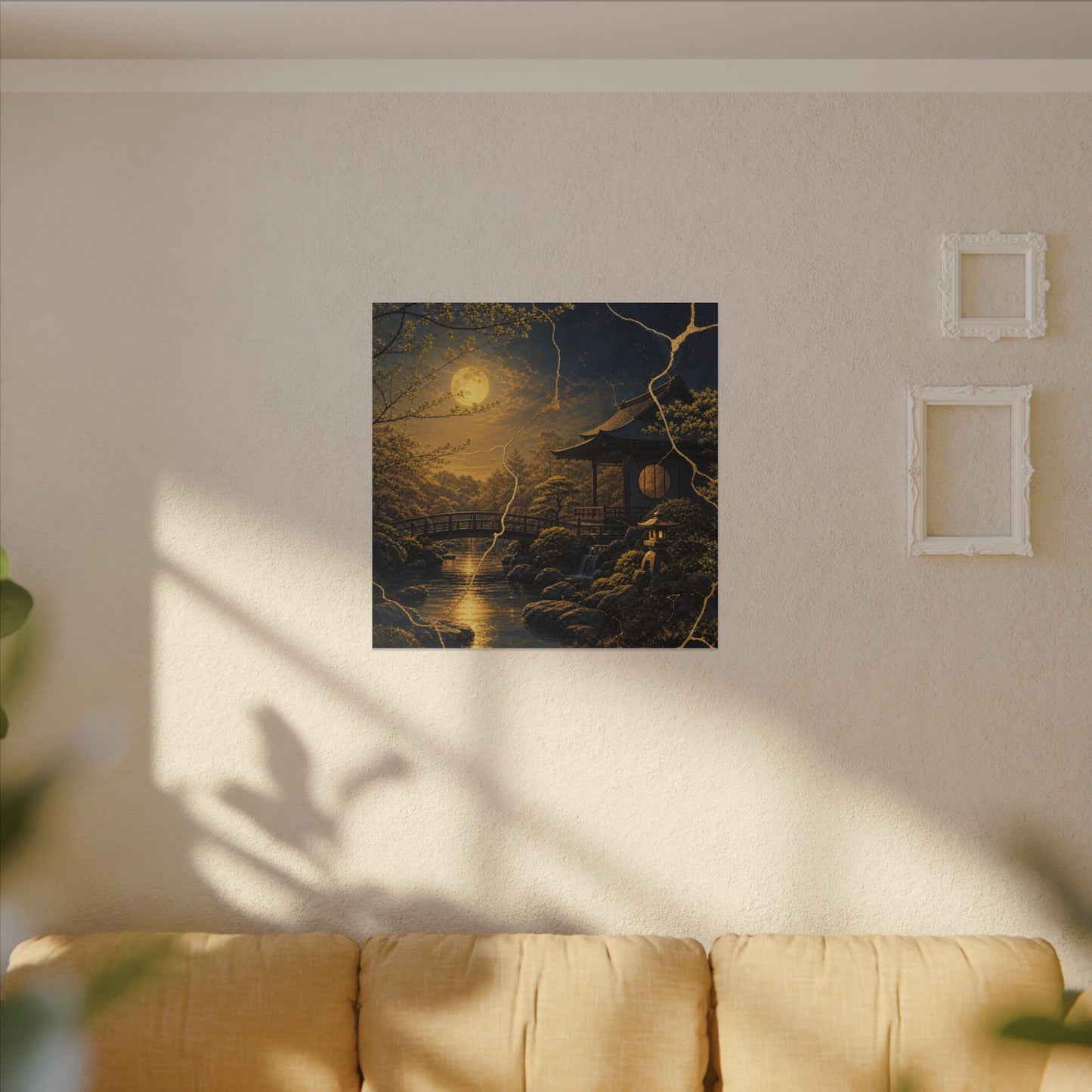 Spring Moonlit Garden Gold Vein Canvas Art | Resilient Decor