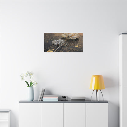 Kintsugi Lotus Flower in Golden Hour | Gold Vein Canvas Art
