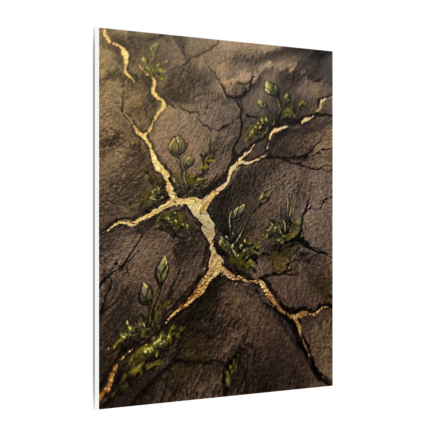 Spring Cracked Earth Charcoal Ink Canvas Art | Luxurious Decor