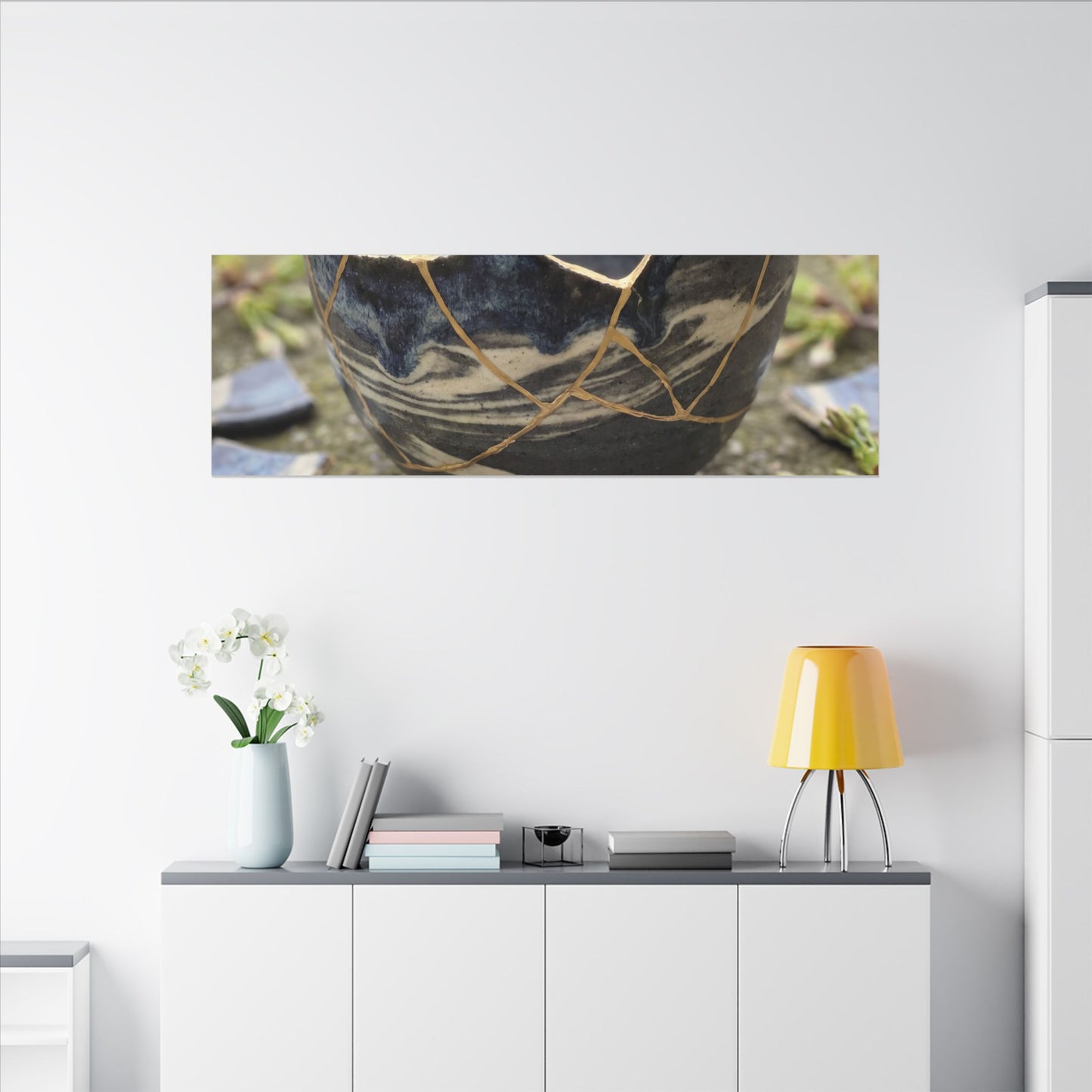 Datsuzoku Ceramic Bowl Canvas Art - Kintsugi Gold Repair
