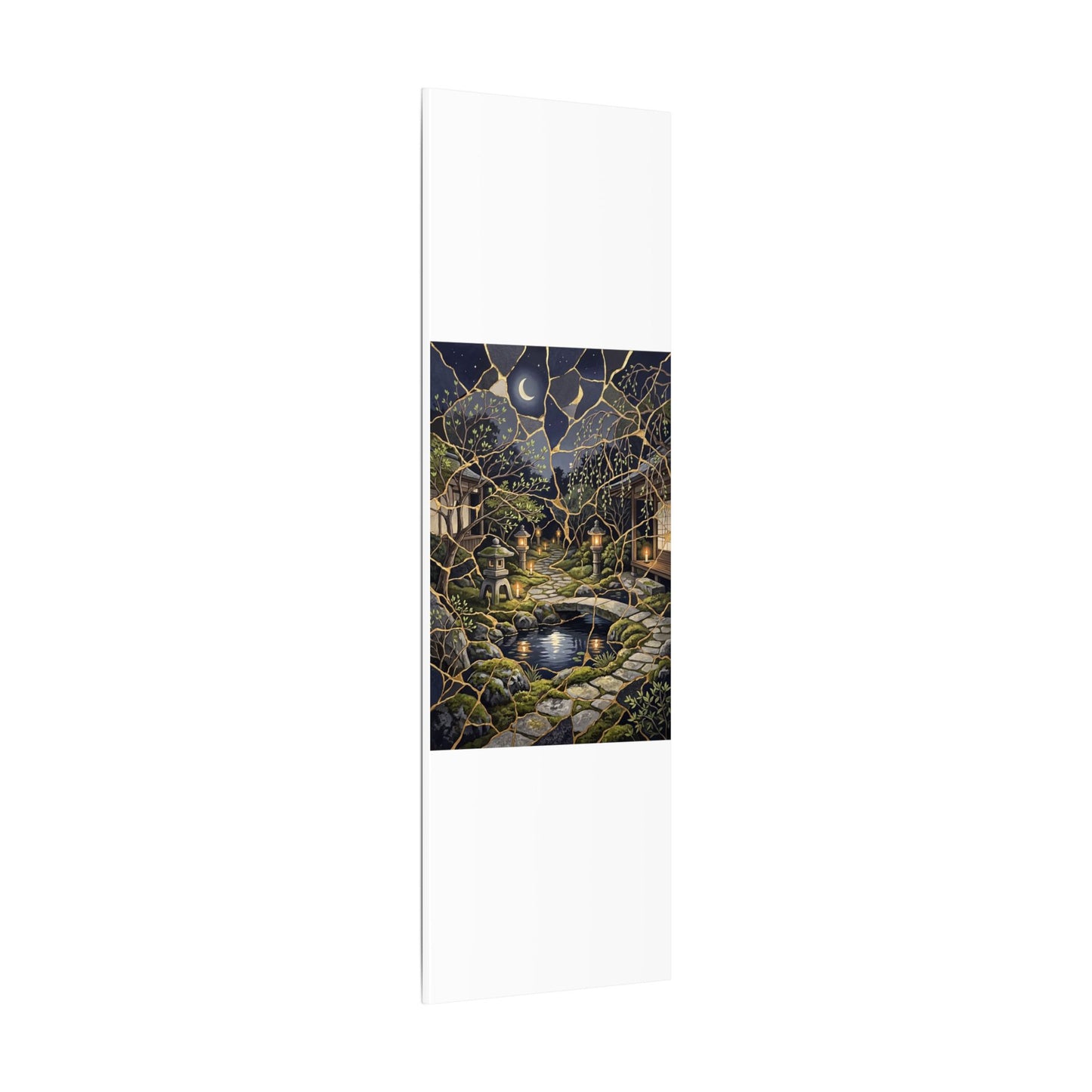 Kintsugi Moonlit Garden in Candlelight | Gold Vein Canvas Art
