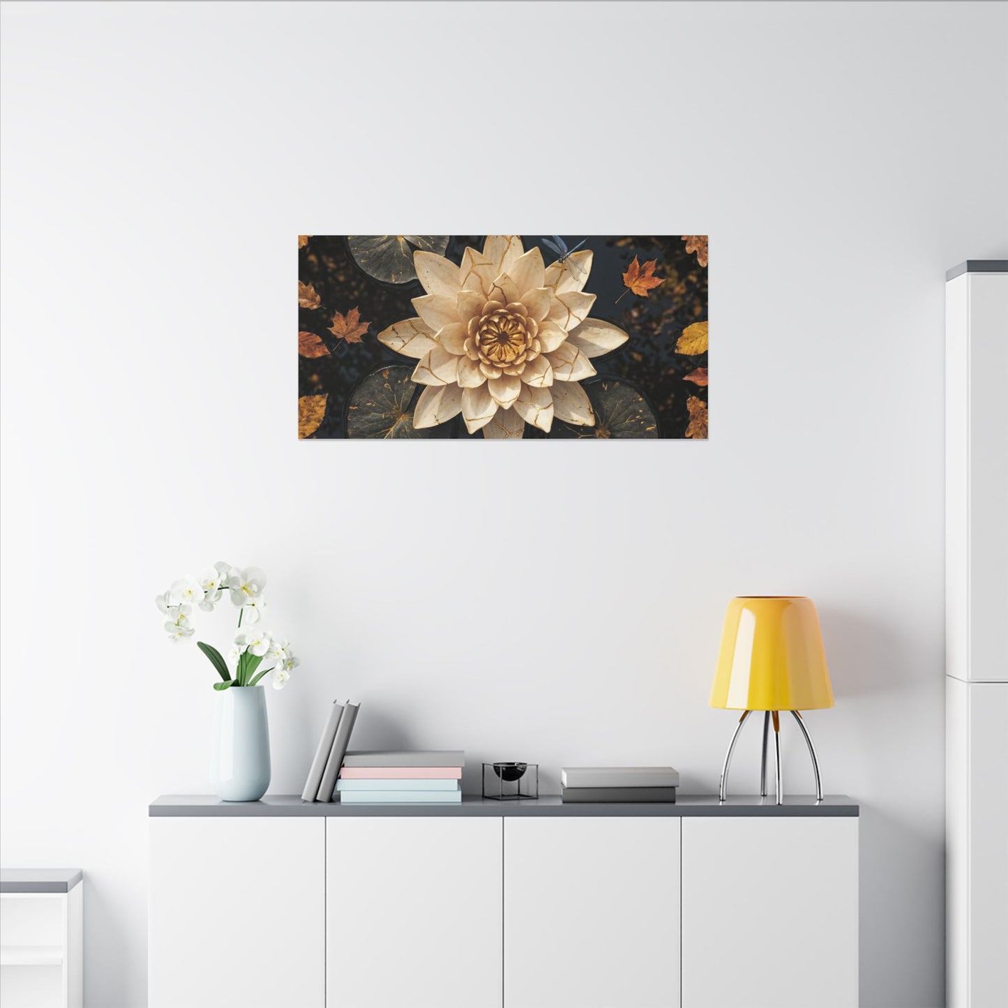 Healing Lotus Flower Canvas Art - Gold Repair Kintsugi