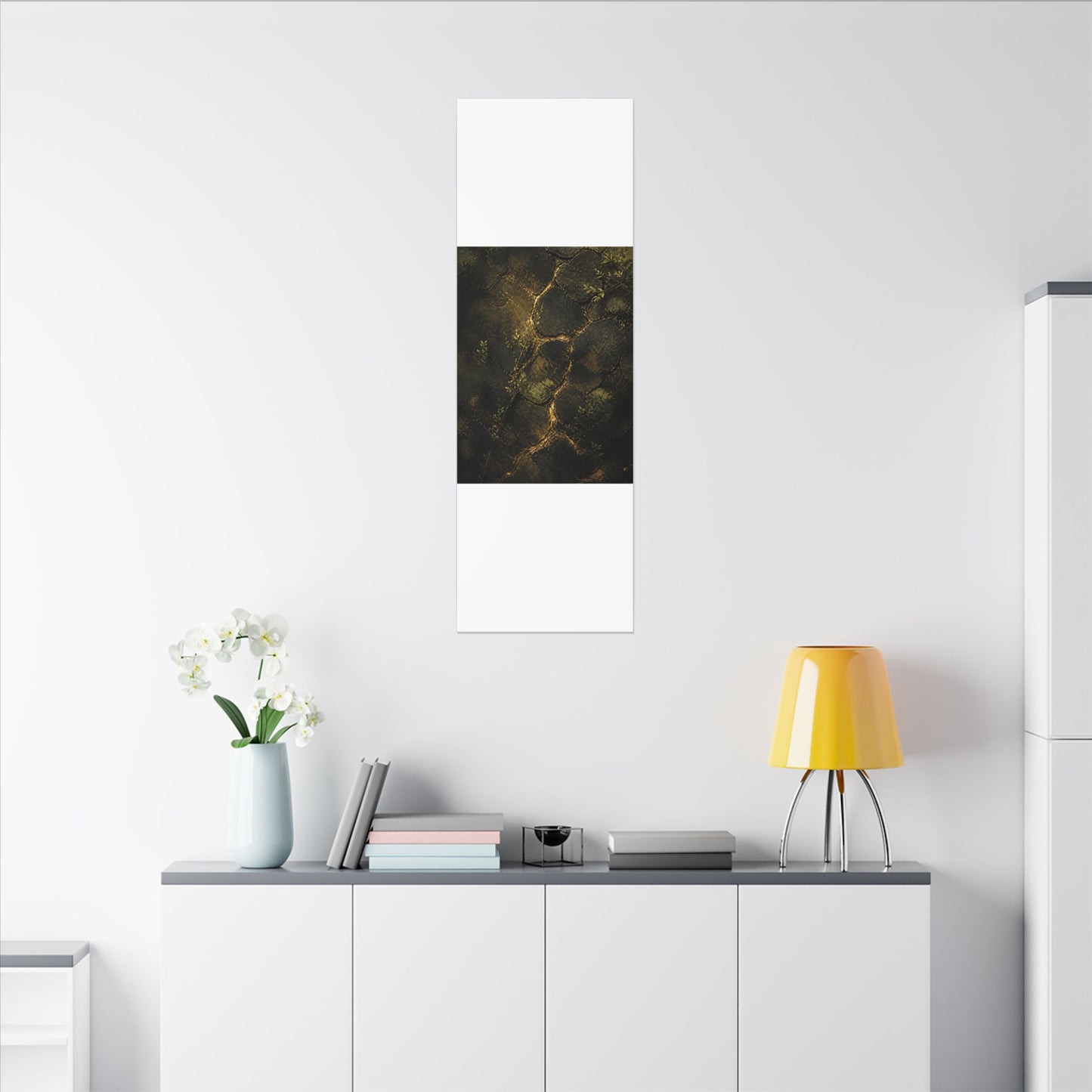 Shibui Cracked Earth Canvas Art - Dark Japandi Dark Texture