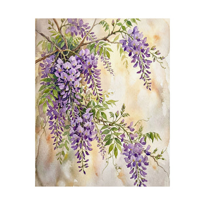 Fukinsei Wisteria Wall Art Print - Japandi Watercolor