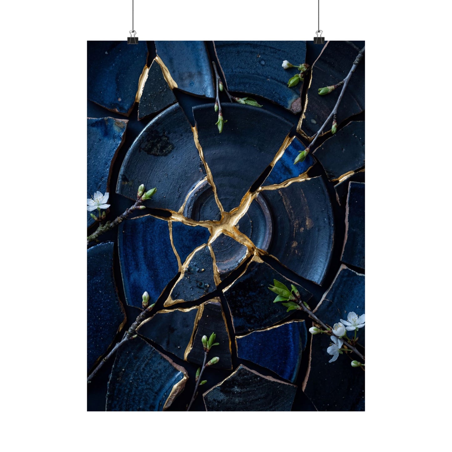 Broken Pottery Spring Wall Art Print | Kintsugi Resilient Design Art Print