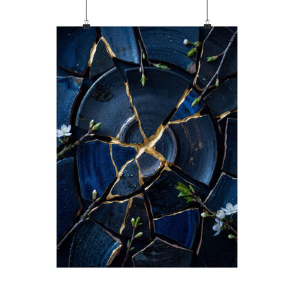 Broken Pottery Spring Wall Art Print | Kintsugi Resilient Design Art Print