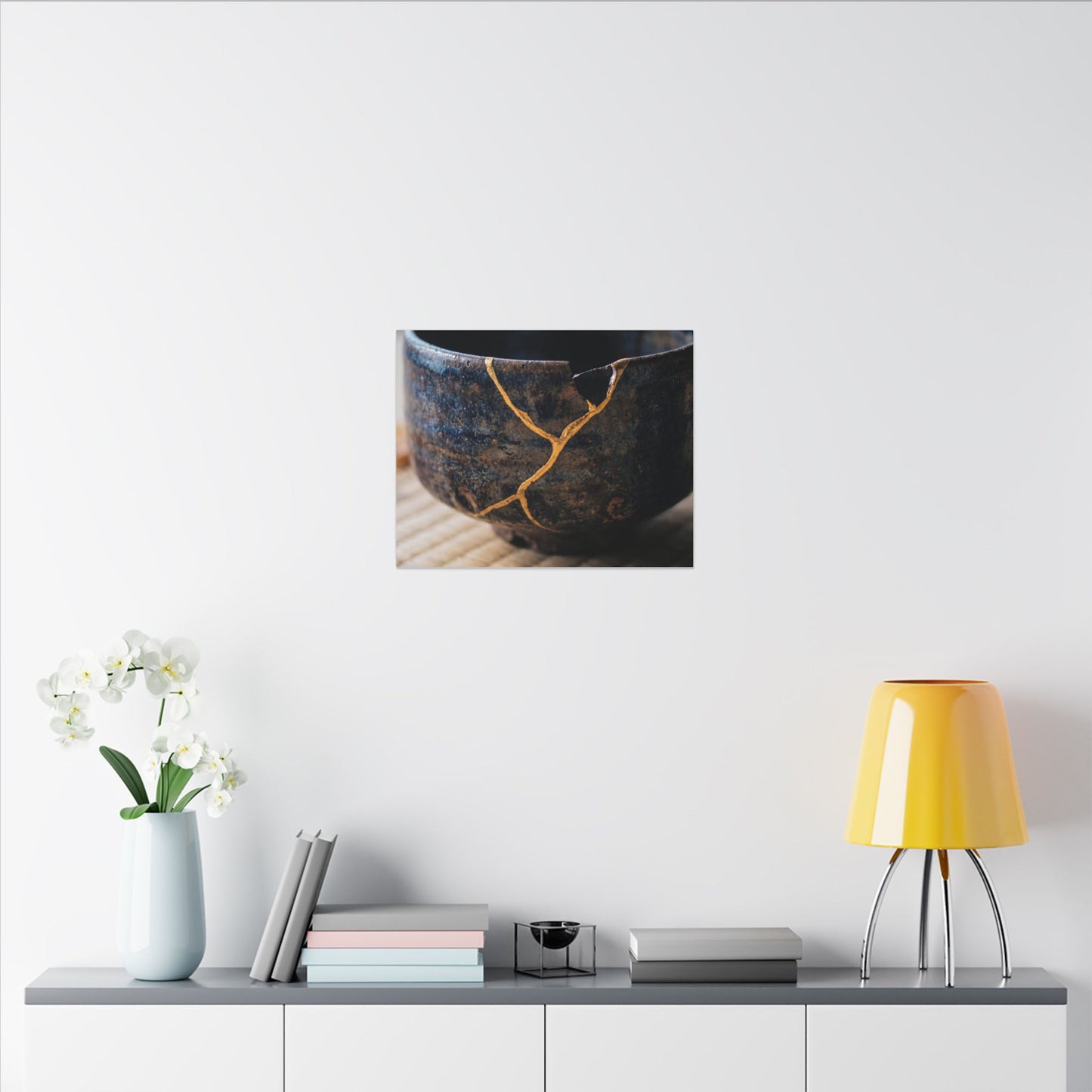Tea Ceremony Autumn Canvas Art | Kintsugi Healing Design