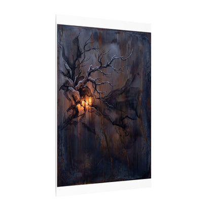 Winter Rust Patina Charcoal Ink Canvas Art | Atmospheric Decor