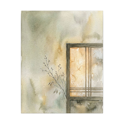 Ma Shoji Screen Canvas Art - Japandi Watercolor
