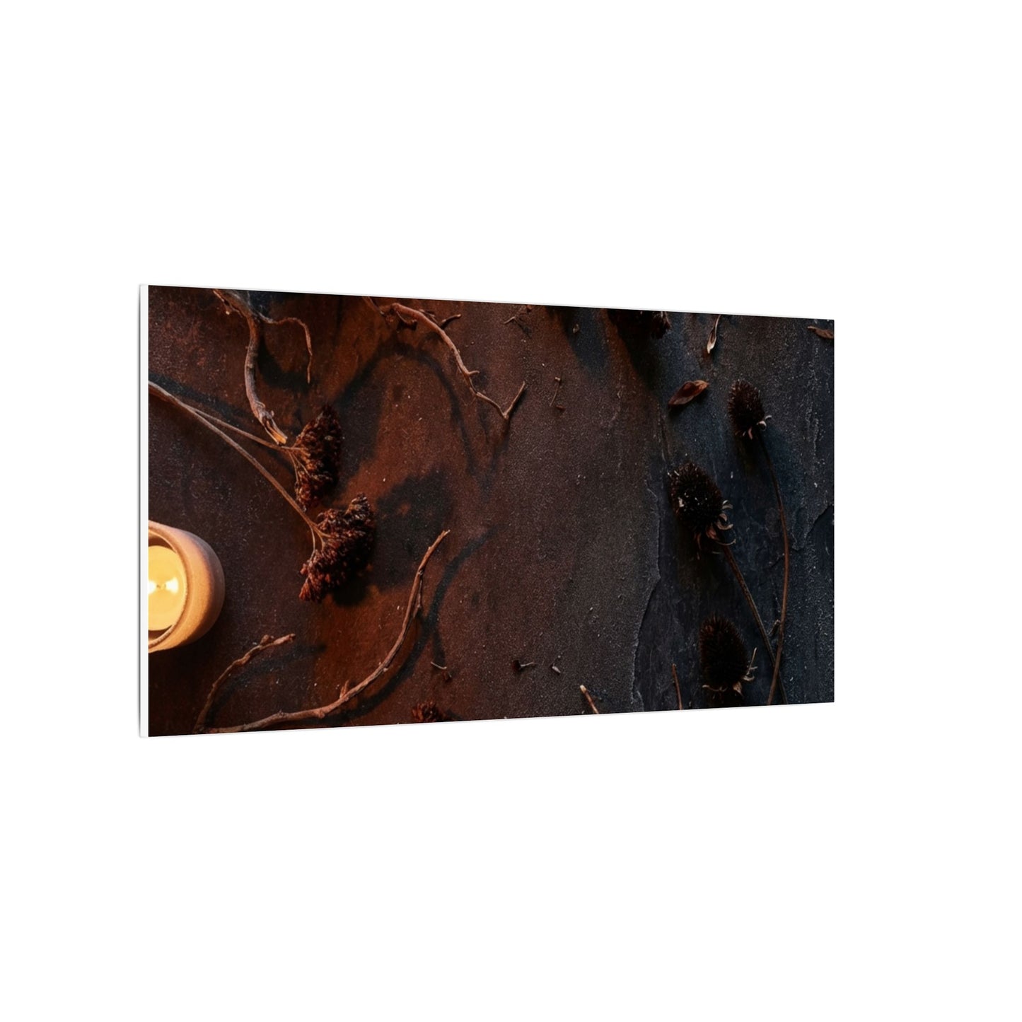 Dried Flowers Canvas Art | Winter Dark Japandi Moody Minimal Art