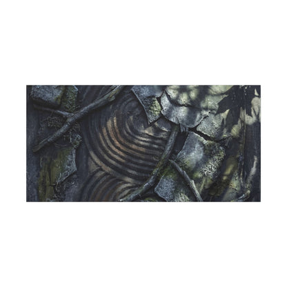Rock Garden Canvas Art | Winter Dark Japandi Dark Texture Art