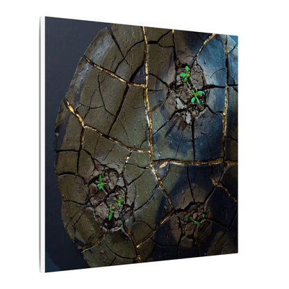 Dark Japandi Cracked Earth in Moonlight | Moody Minimal Canvas Art