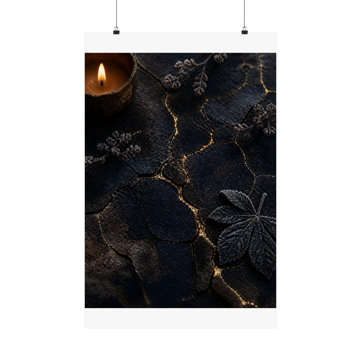 Luxurious Cracked Earth Wall Art Print - Moody Minimal Dark Japandi