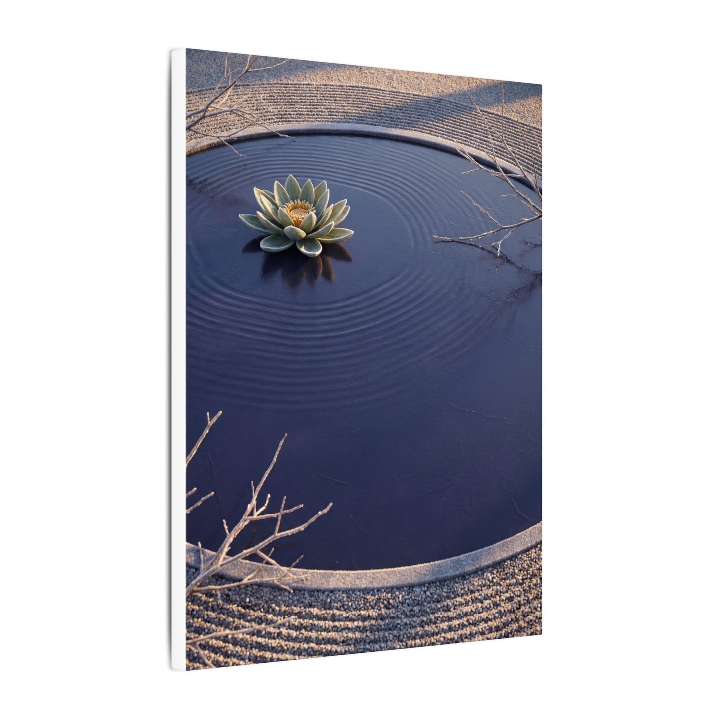 Lotus Flower Canvas Art | Winter Zen Karesansui Art