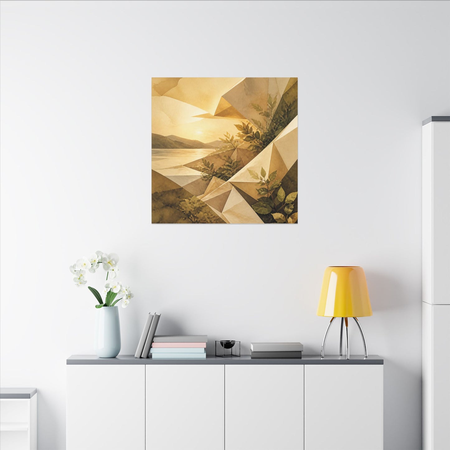Golden Hour Paper Fold Canvas Art - Japandi Ma