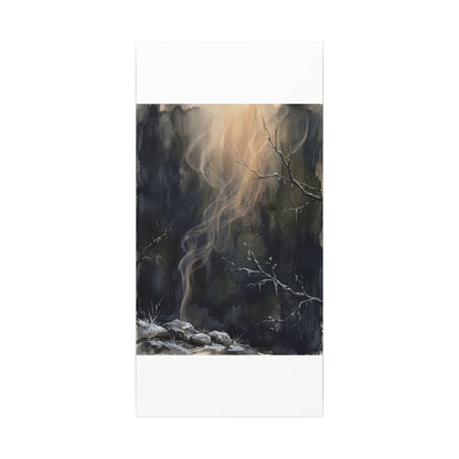 Incense Smoke Winter Canvas Art | Dark Japandi Moody Design