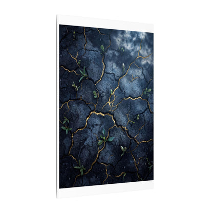 Cracked Earth Spring Canvas Art | Kintsugi Healing Design