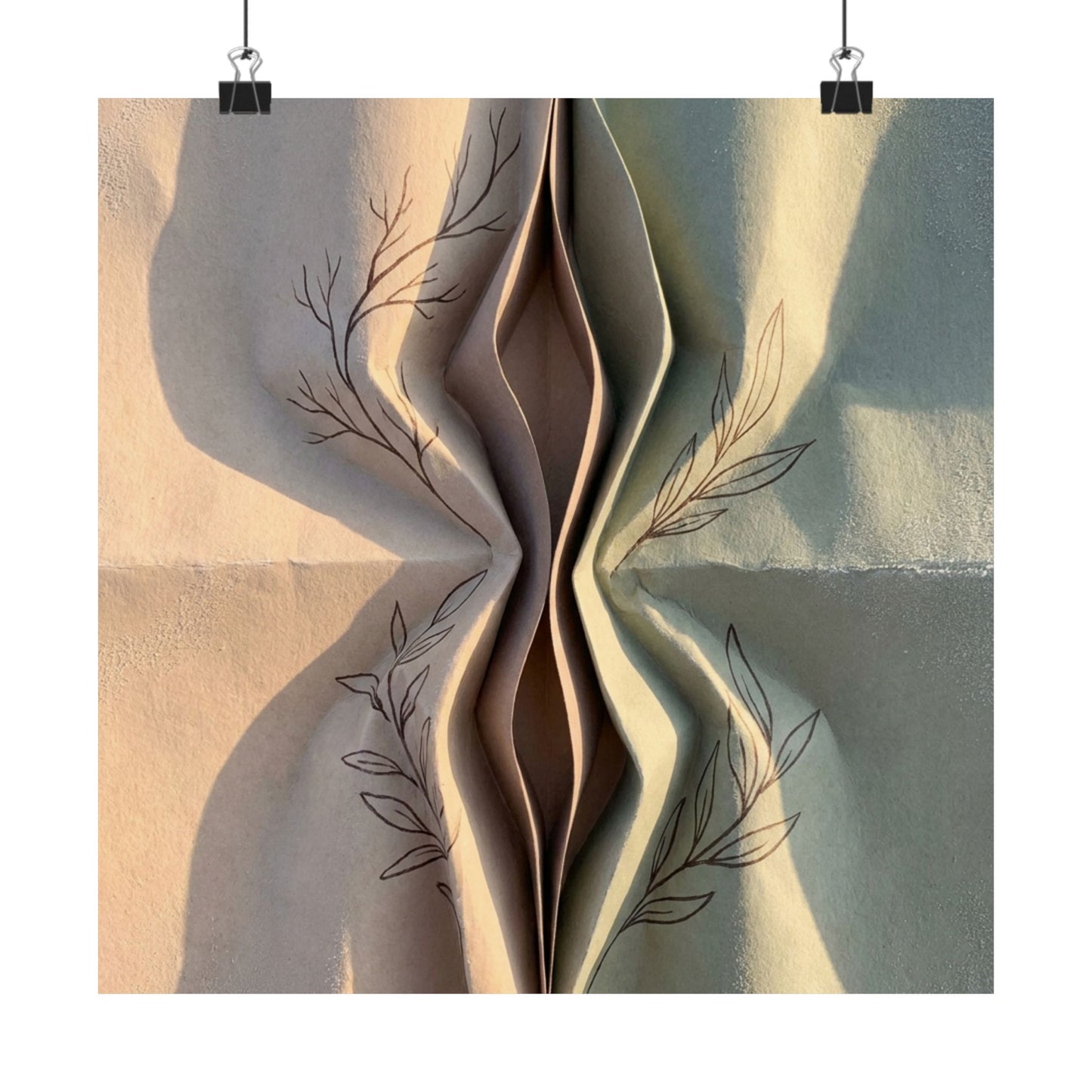 Kanso Paper Fold Wall Art Print - Japandi Minimal Line