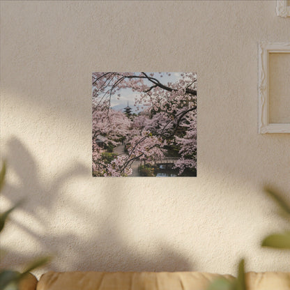 Cherry Blossom Winter Canvas Art | Dark Japandi Luxurious Design