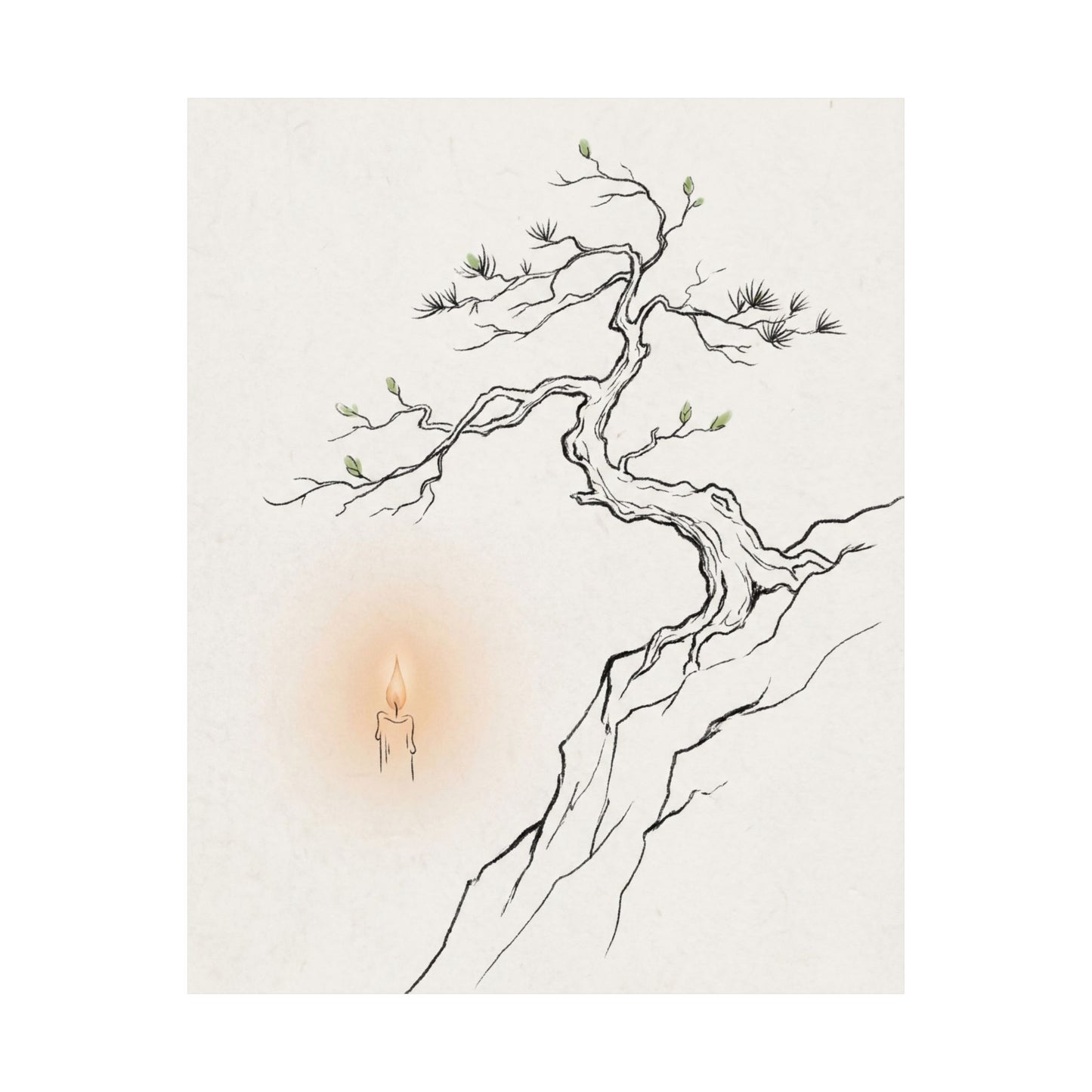 Spring Pine Tree Minimal Line Wall Art Print | Warm Decor