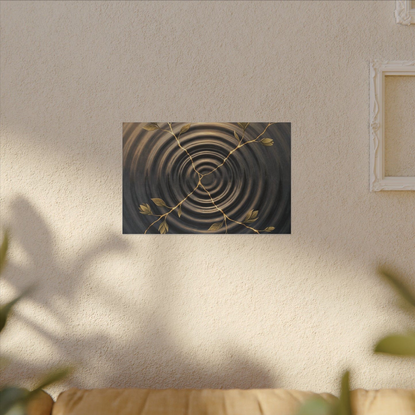 Kanso Water Ripple Canvas Art - Kintsugi Gold Vein