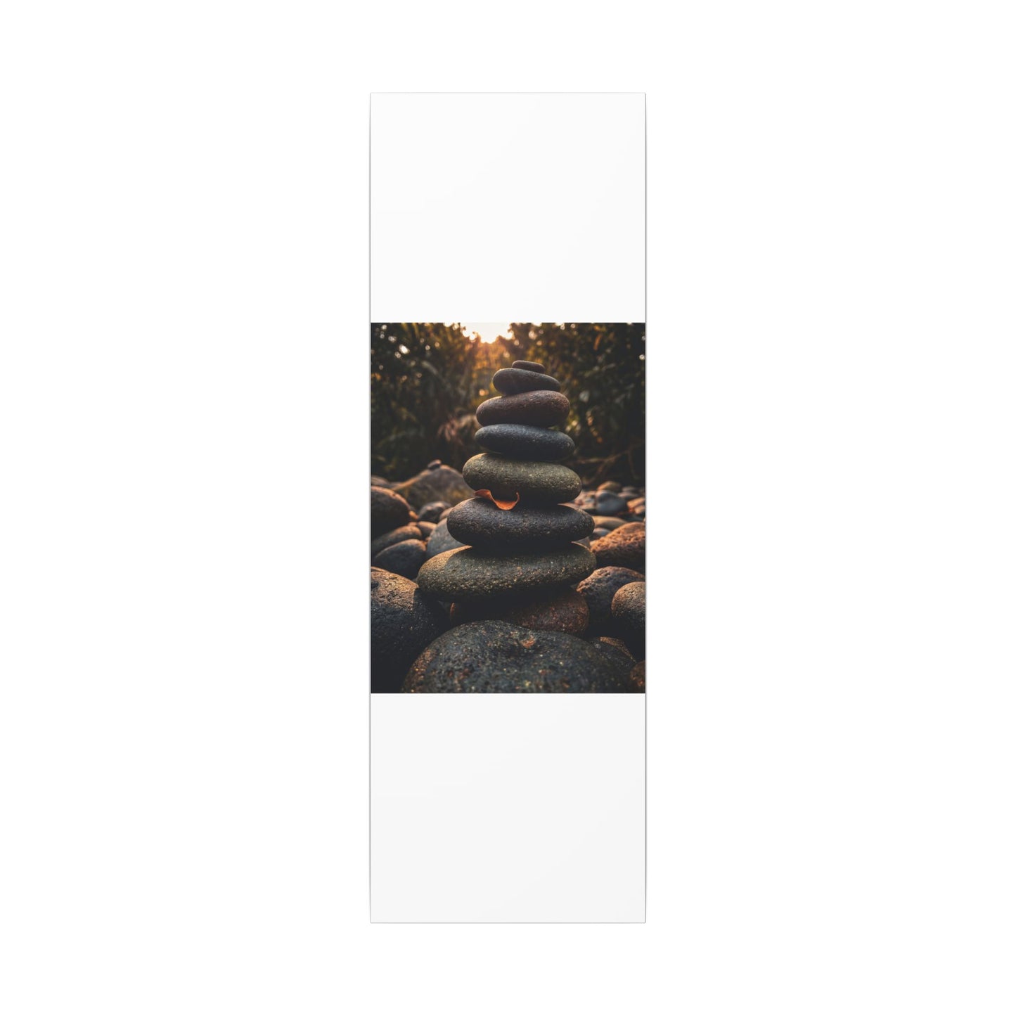 Dark Japandi River Stones in Golden Hour | Moody Minimal Canvas Art