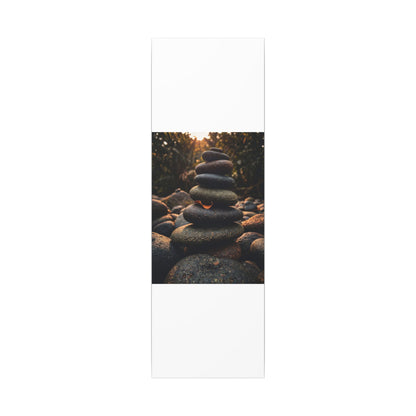Dark Japandi River Stones in Golden Hour | Moody Minimal Canvas Art