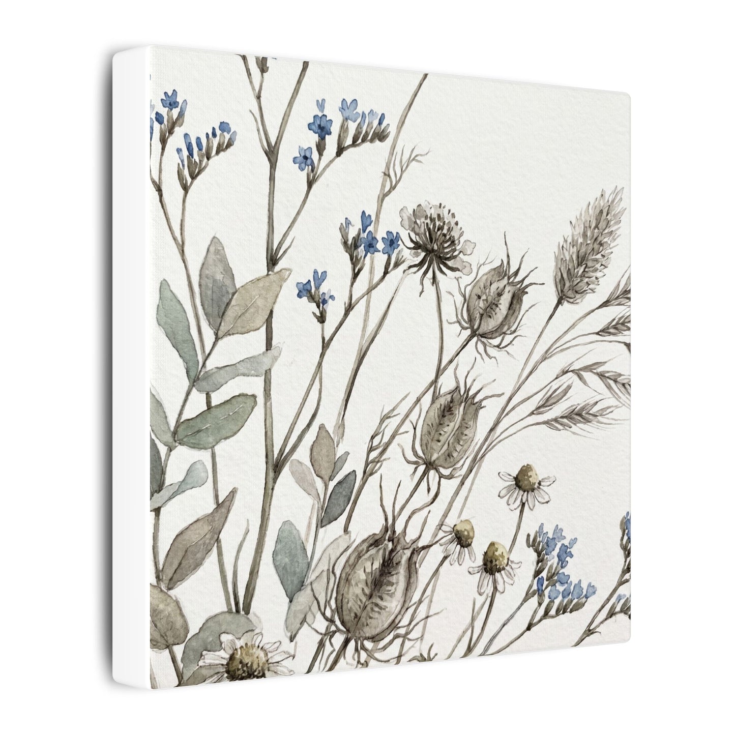 Dried Flowers Canvas Art | Summer Japandi Watercolor Art