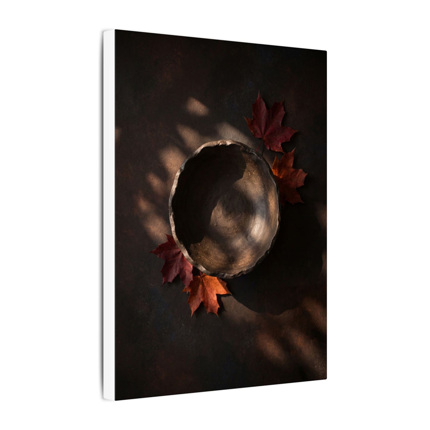 Ceramic Bowl Canvas Art | Autumn Dark Japandi Dark Texture Art