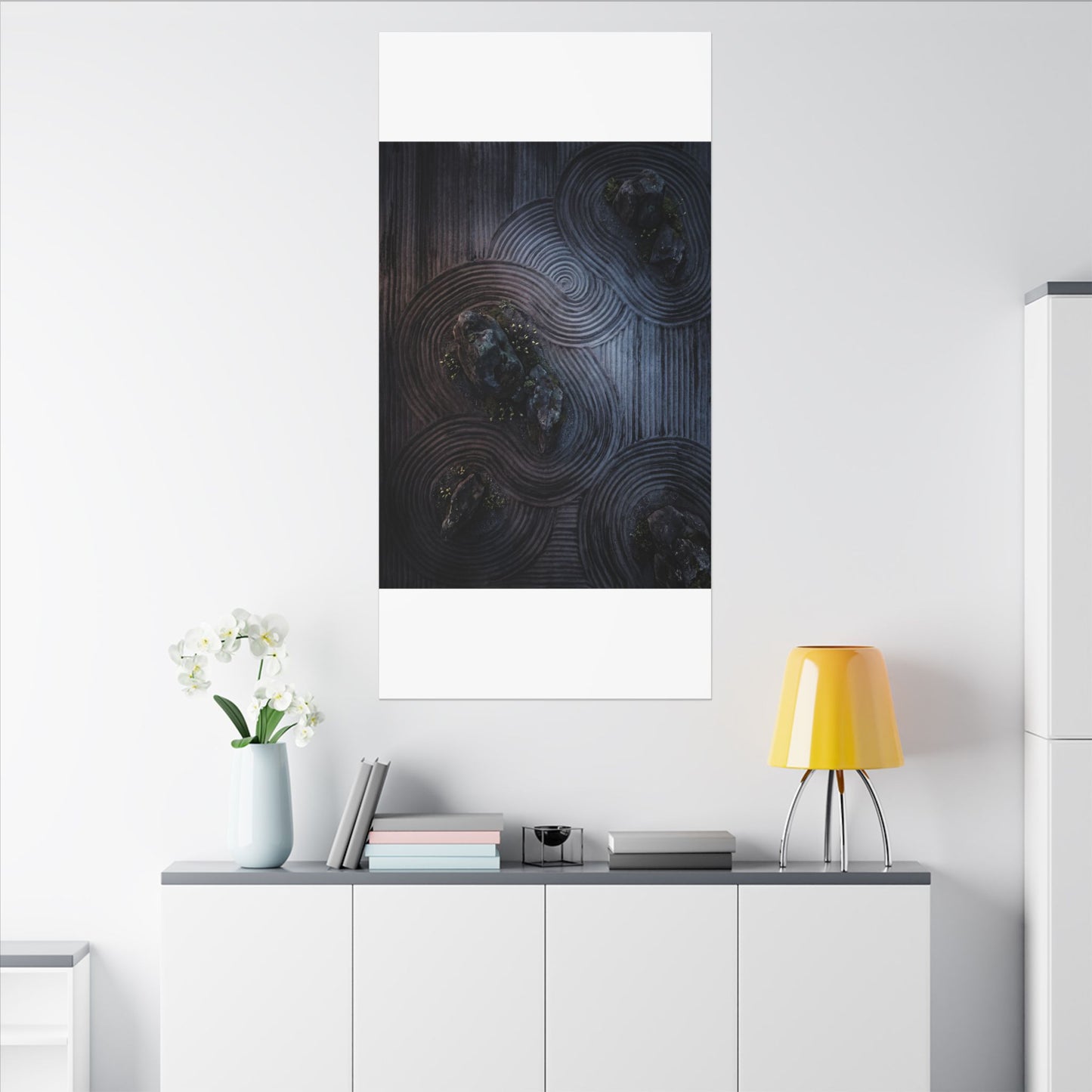 Spring Rock Garden Charcoal Ink Canvas Art | Bold Decor
