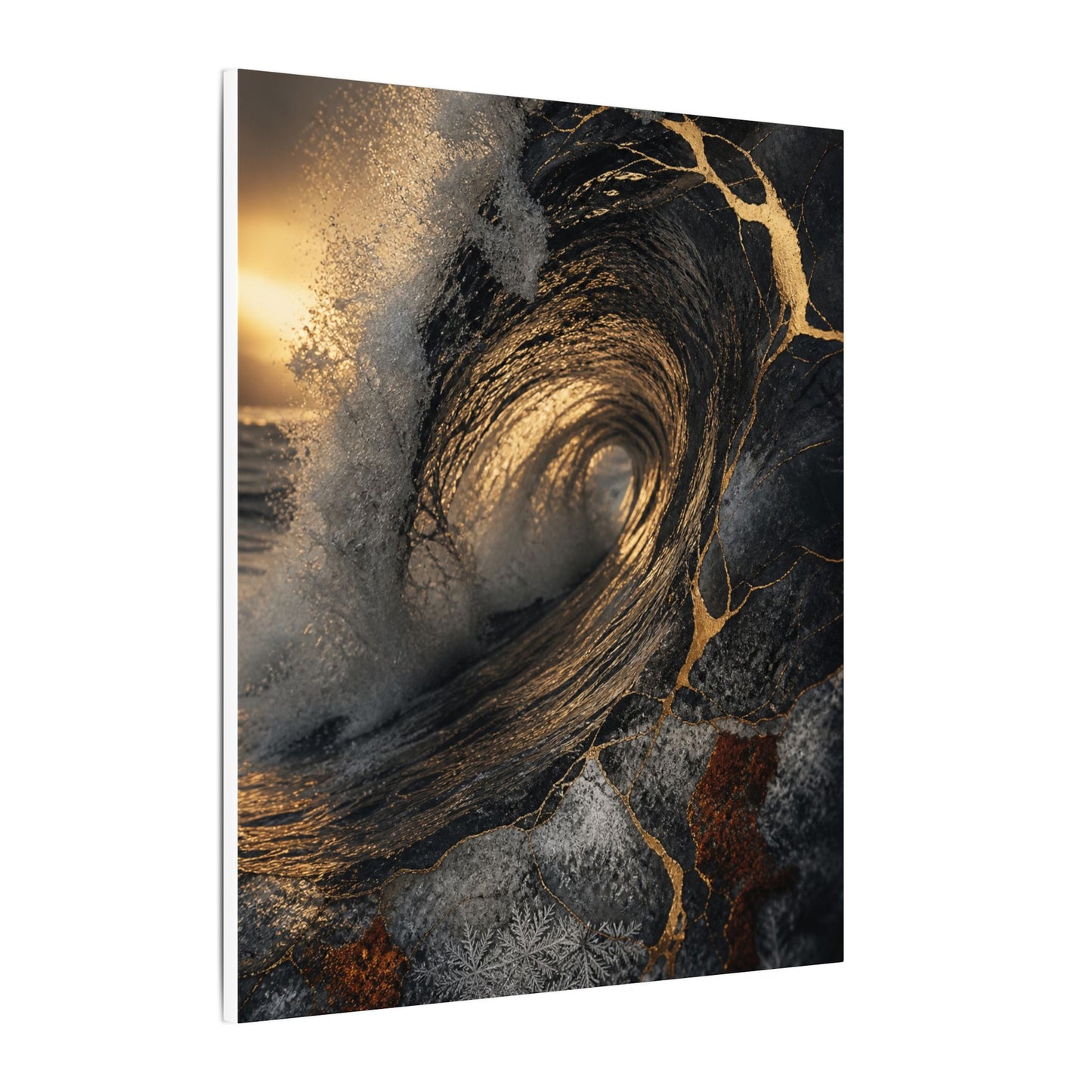 Kanso Ocean Wave Canvas Art - Kintsugi Gold Vein