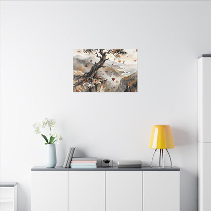 Autumn Pine Tree Watercolor Canvas Art | Warm Decor