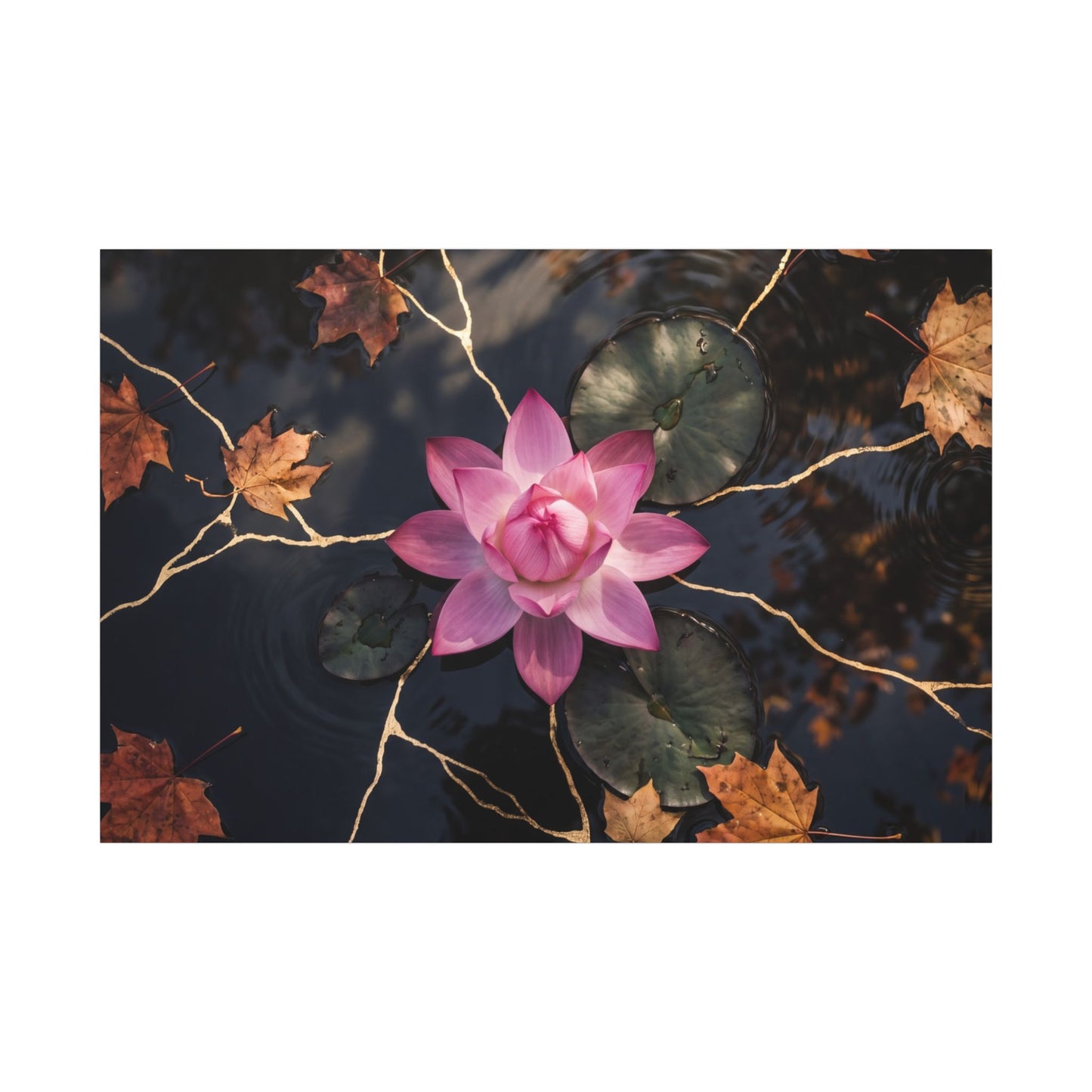 Ma Lotus Flower Canvas Art - Kintsugi Gold Vein