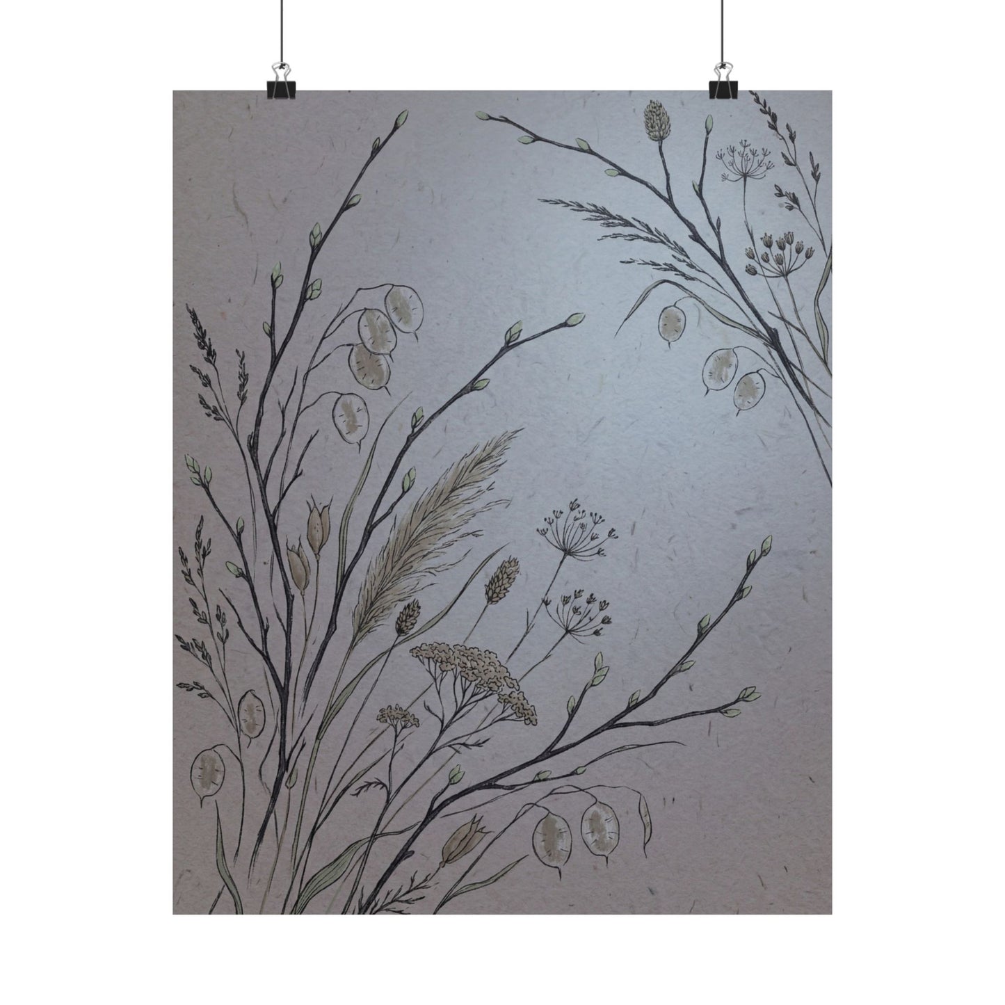 Dried Flowers Wall Art Print | Spring Japandi Japanese Pattern Art Art Print