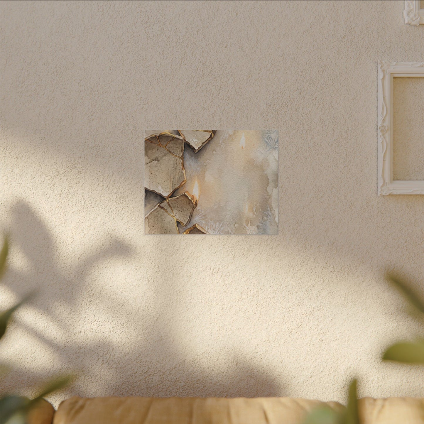 Broken Pottery Winter Canvas Art | Japandi Warm Design