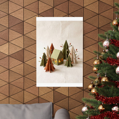 Spring Paper Fold Forest Whimsy Wall Art Print | Nostalgic Decor