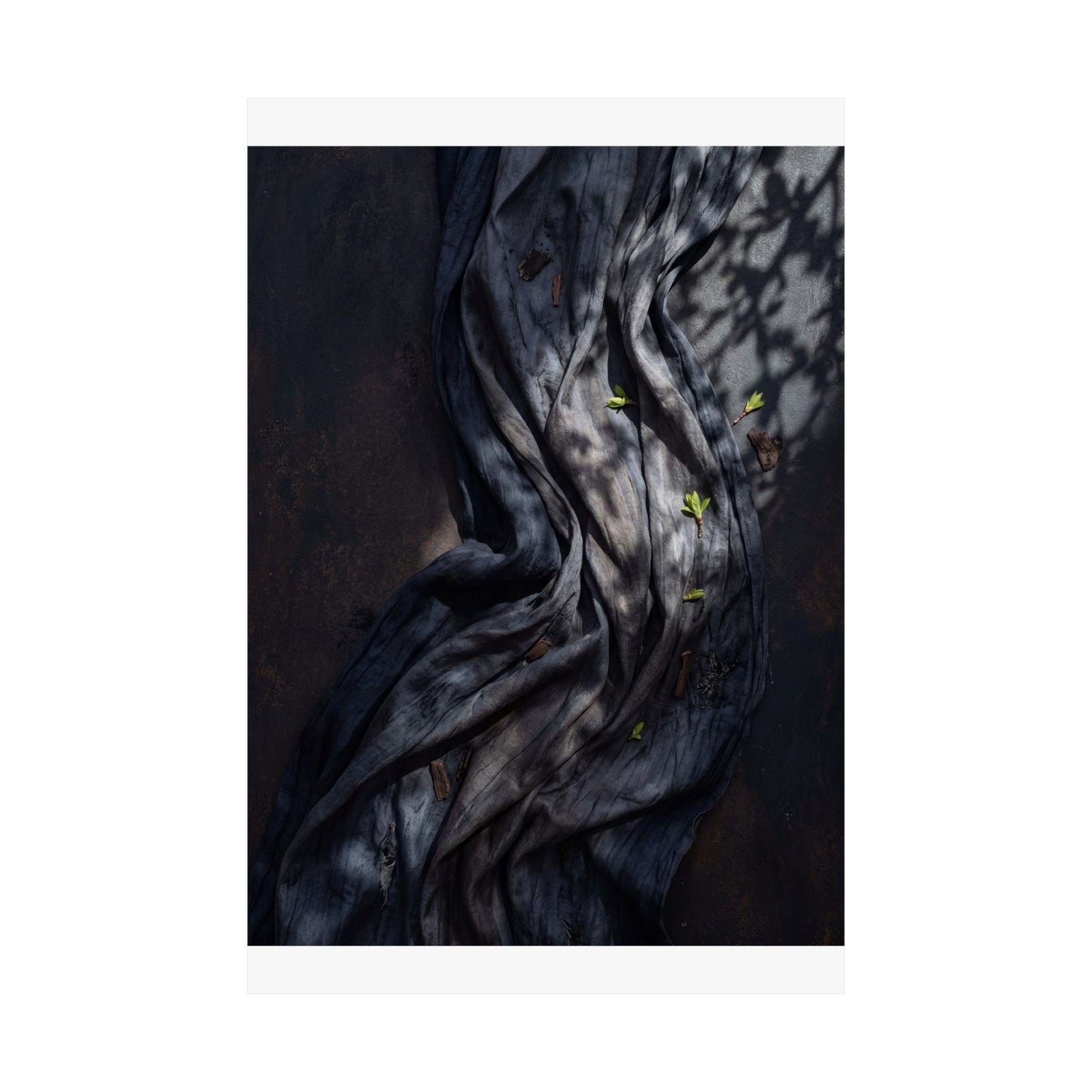 Dark Japandi Silk Drape in Dappled | Dark Texture Wall Art Print