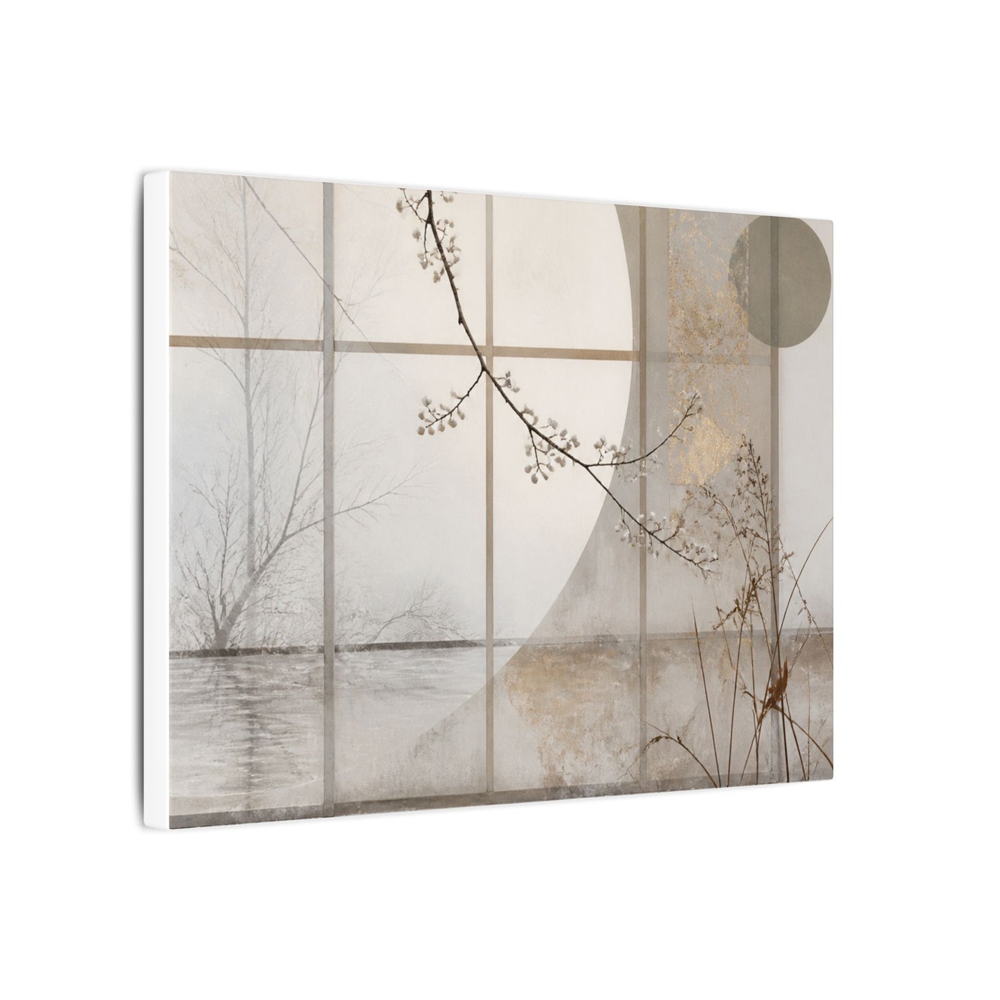 Winter Shoji Screen Japanese Pattern Canvas Art | Elegant Decor