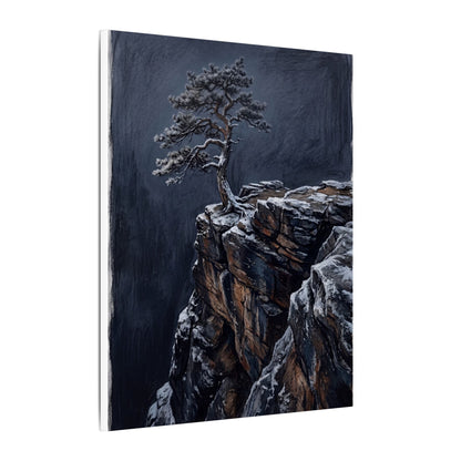 Dark Japandi Pine Tree in Dawn | Dark Texture Canvas Art