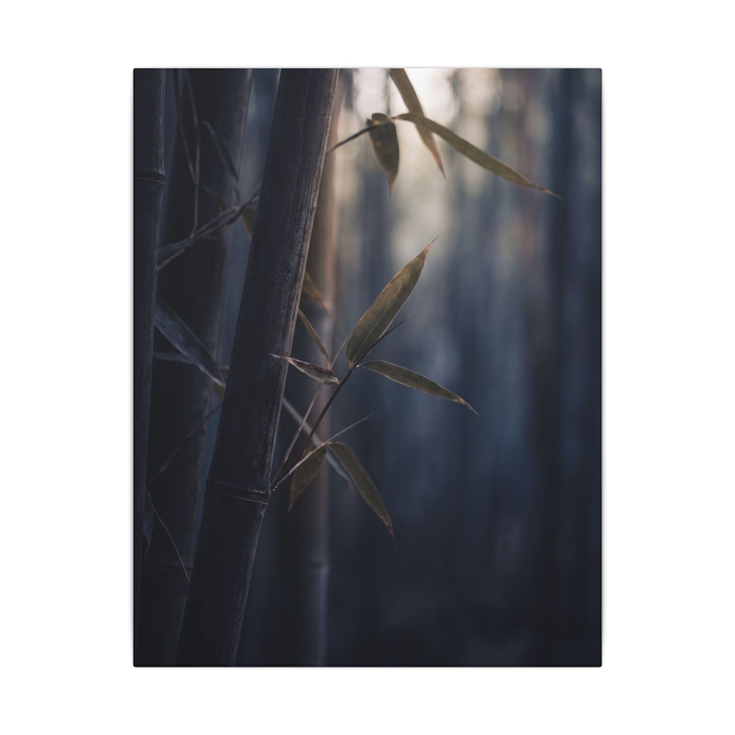 Dark Japandi Bamboo Grove in Dawn | Moody Minimal Canvas Art
