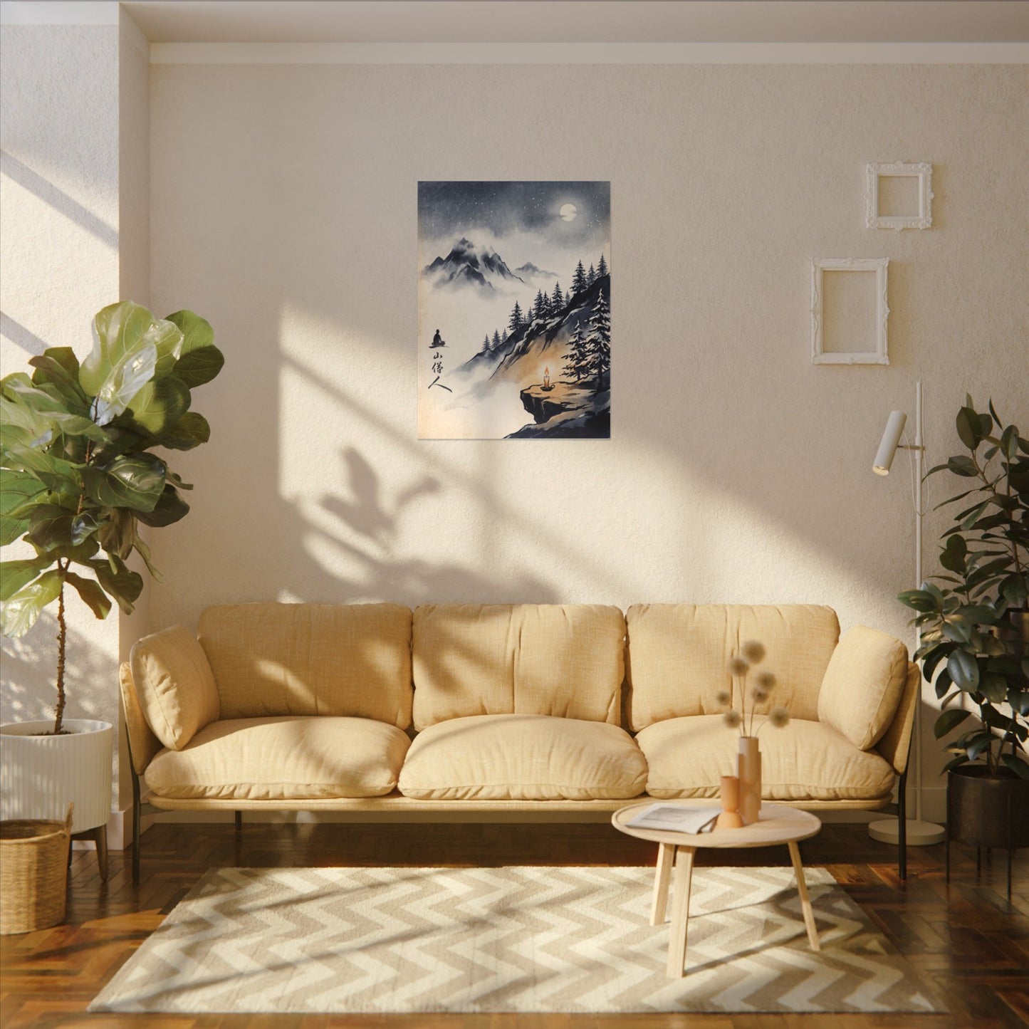 Mountain Mist Canvas Art | Winter Zen Ukiyo E Inspired Art