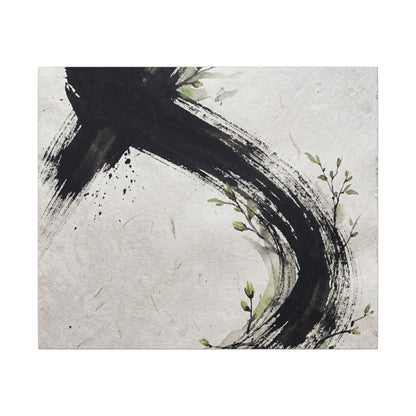 Ink Brushstroke Spring Canvas Art | Dark Japandi Sophisticated Design