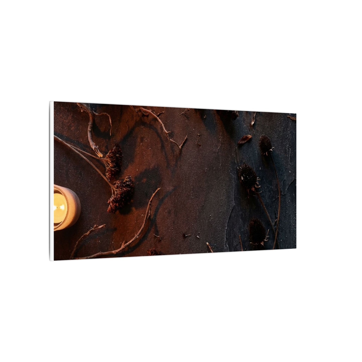 Dried Flowers Canvas Art | Winter Dark Japandi Moody Minimal Art