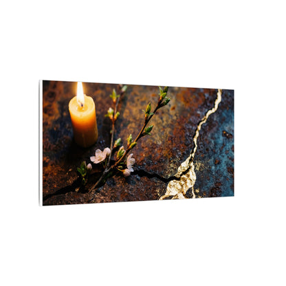 Kintsugi Rust Patina in Candlelight | Gold Repair Canvas Art