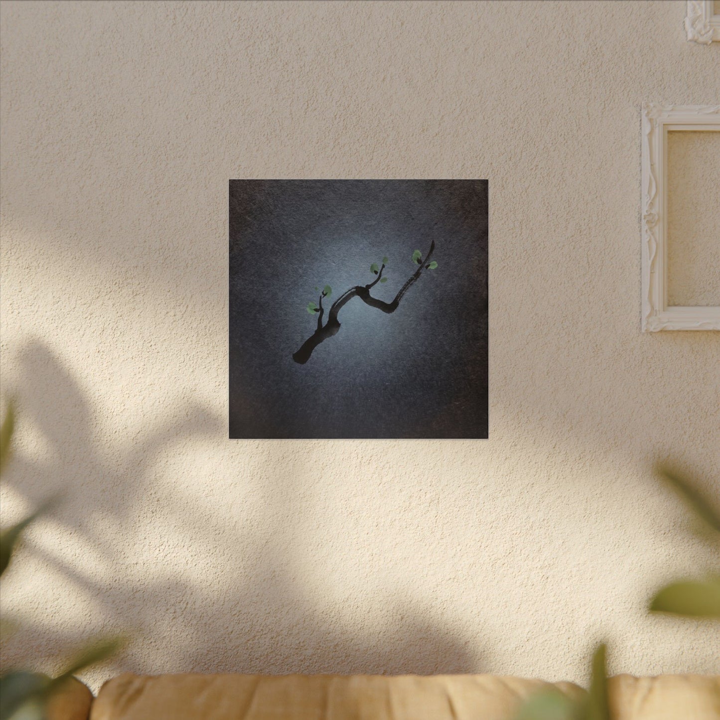 Ink Brushstroke Canvas Art | Spring Dark Japandi Moody Minimal Art