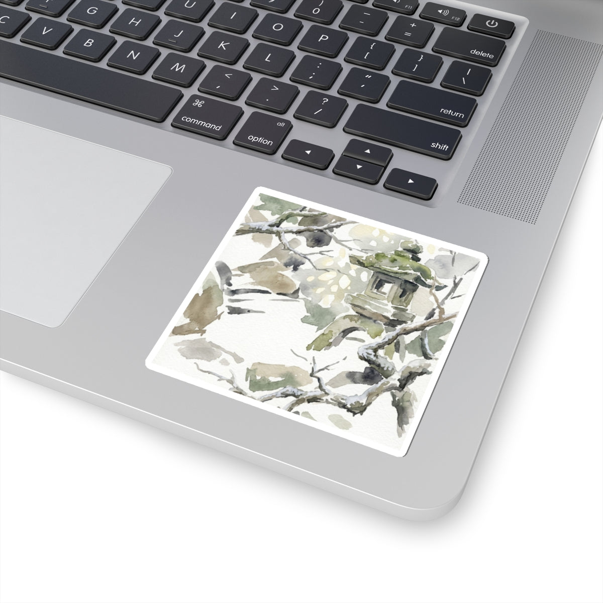 Earthy Stone Lantern Sticker - Watercolor Japandi Art Print