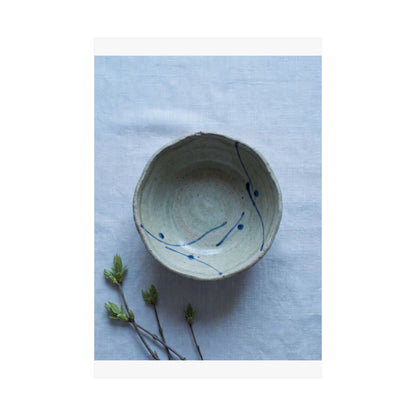 Japandi Ceramic Bowl in Moonlight | Minimal Line Wall Art Print