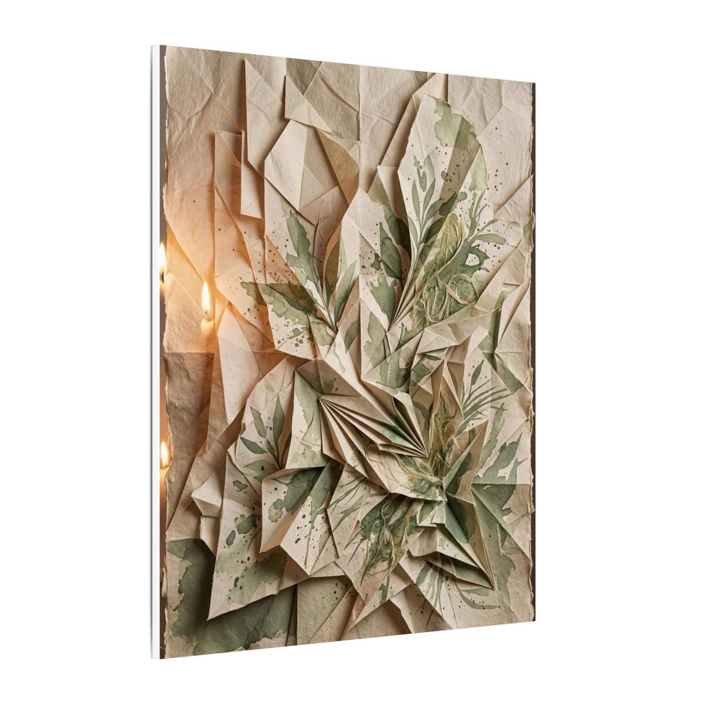 Japandi Paper Fold in Candlelight | Texture Canvas Art